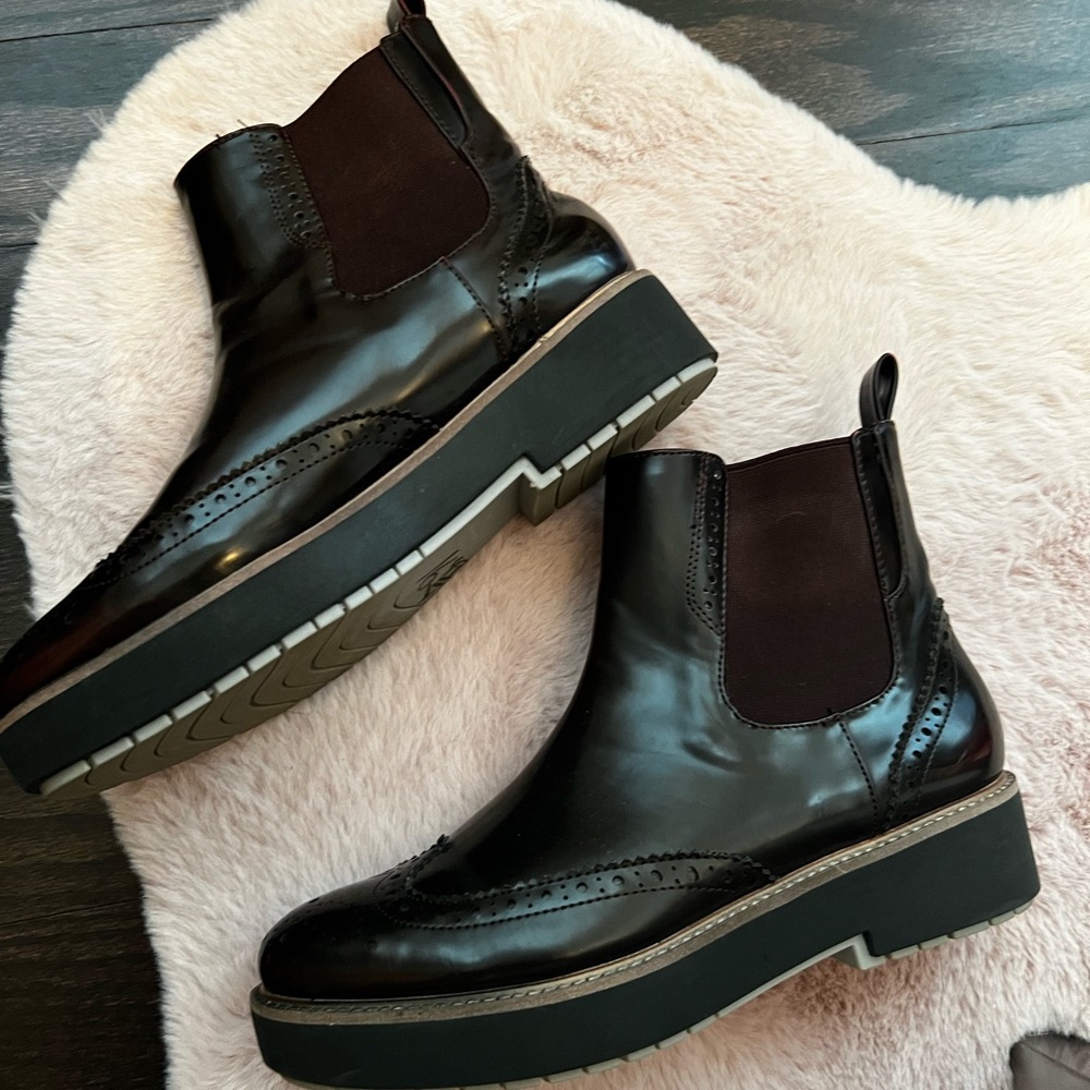 Zara brown Oxford platform boots